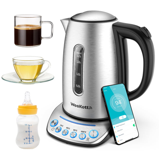 Alexa Smart Kettle, 1.7L - Smart Home Voice Control Kettle - Stainless Steel Kettle with Variable Temperature Control & Keep Warm Function - Energy