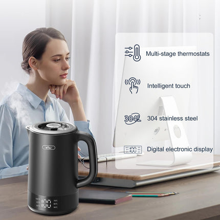 Bear 1.7L Electric Kettle with 6 Temperature Settings, 1800-2200W, Auto shut-off, Microprocessor Touch Panel, BPA Free, Dry Boil Protection, Fast