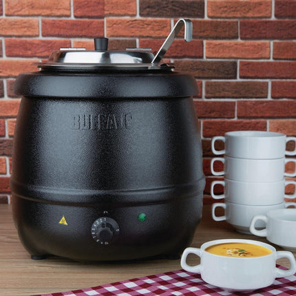 Buffalo Soup Kettle 10 Litre, Black, 35C to 95C, Electric Wet Heat Buffet Food Warmer - Ideal for Soup, Mulled Wine or Cider, Chili, Porridge or