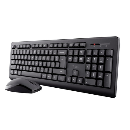 Trust Primo Wireless Keyboard and Mouse Set QWERTY UK Layout, Low Profile Keys, Spill-Resistant, One USB Receiver, Ambidextrous Wireless Mouse, Home
