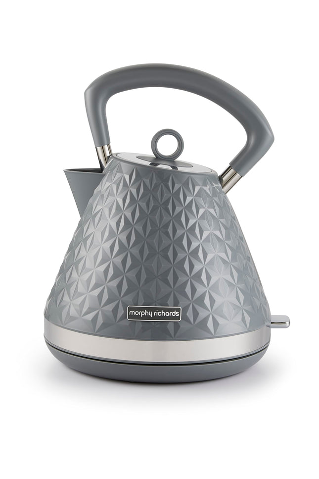 Morphy Richards Vector Pyramid Kettle, 1.5L 3kW Rapid Boil, Anti Limescale Filter, Boil Dry Protection, Water Window, Pull Ring Removeable Lid, 360