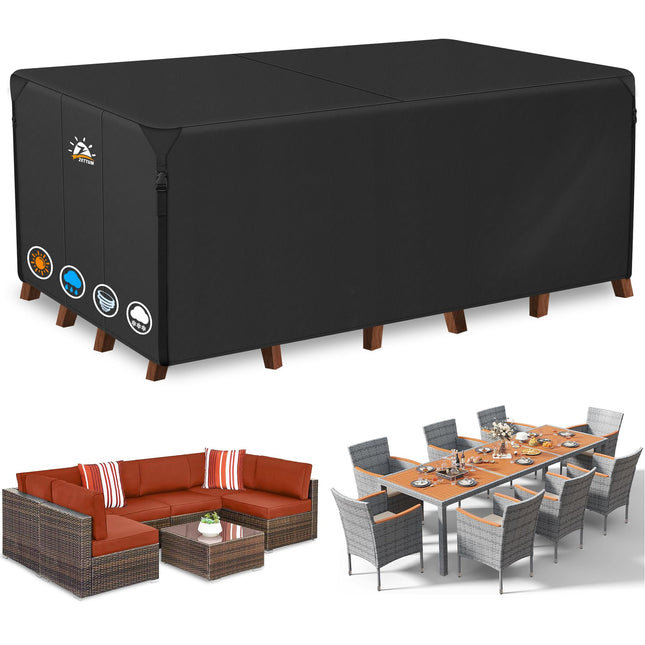 Zettum 242x182x100cm Outdoor Furniture Cover Rectangle 600D Heavy Duty Oxford Fabric Patio Table Cover Fit for Rattan Furniture Set, Outside Table Set