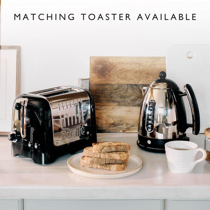 Dualit Lite Kettle - 1.5L Jug Kettle - Polished with Black Trim, High Gloss Finish - Fast Boiling Kettle by Dualit - 72010, Black