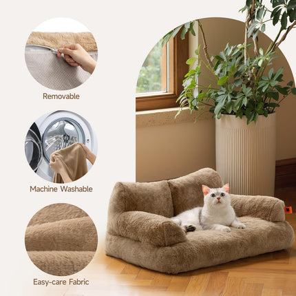 MEWOOFUN Stylish Cat Bed for Indoor Cars Large - Fluffy and Soft Cat Sofa Bed Small Dog Sofa Bed for Dogs and Cats - 66x48cm Cute Cat Bed Couch with