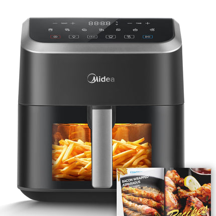 Midea Air Fryer with Visible Window 5L, HeatXpress Rapid Air Technology, 90% Less Oil, Energy Saving, 7-In-1 Presets, Non-Stick, Dishwasher Safe,