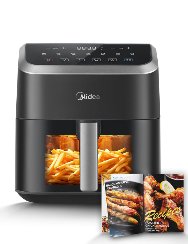 Midea Air Fryer with Visible Window 5L, HeatXpress Rapid Air Technology, 90% Less Oil, Energy Saving, 7-In-1 Presets, Non-Stick, Dishwasher Safe,