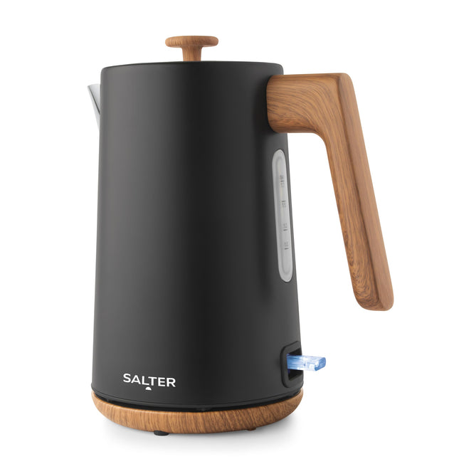 Salter Toronto 1.7 L Kettle  3KW Rapid Boil, Limescale Filter, Water Level Indicator, 360 Base, Wooden Accents, Cordless, Boil Dry Sensor & Auto