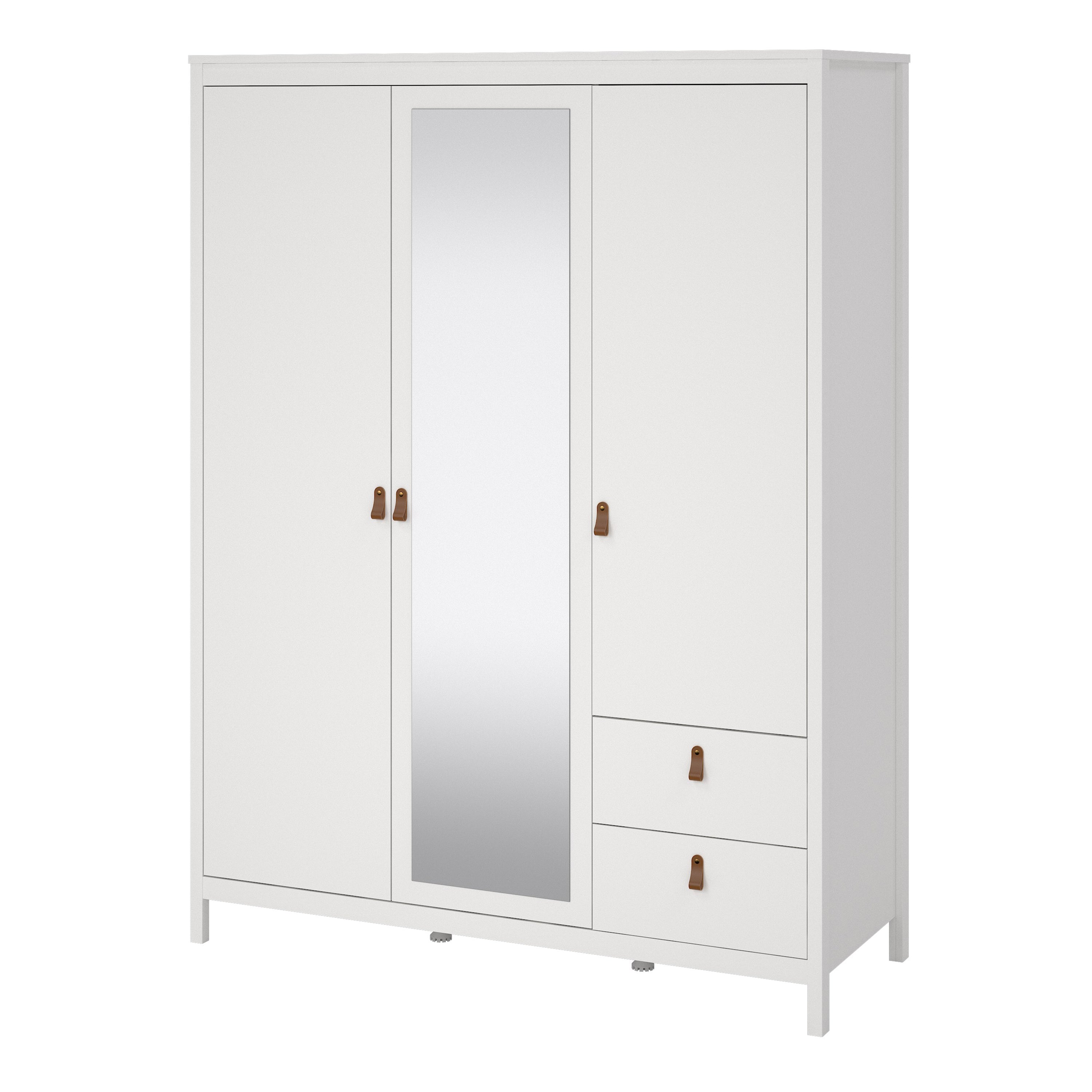 Barcelona Wardrobe with 1 Door 1 Mirror Door 2 Drawers in White Furniture To Go Ltd