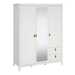 Barcelona Wardrobe with 2 Doors 1 Mirror Door 2 Drawers in White Furniture To Go Ltd