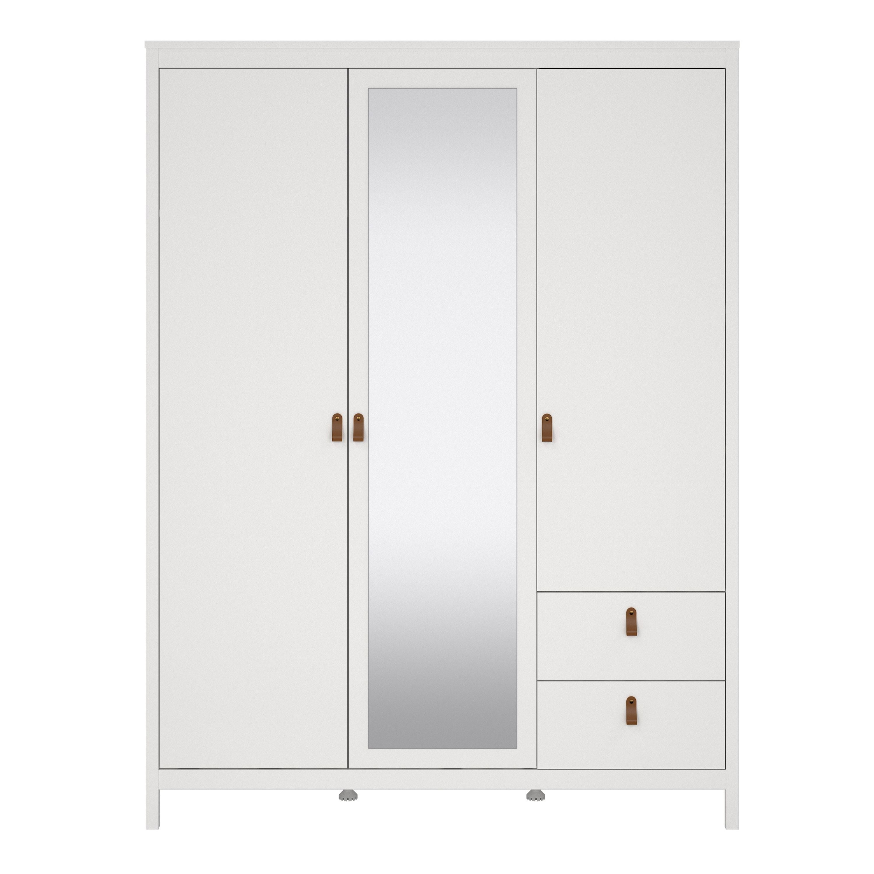 Barcelona Wardrobe with 2 Doors 1 Mirror Door 2 Drawers in White Furniture To Go Ltd