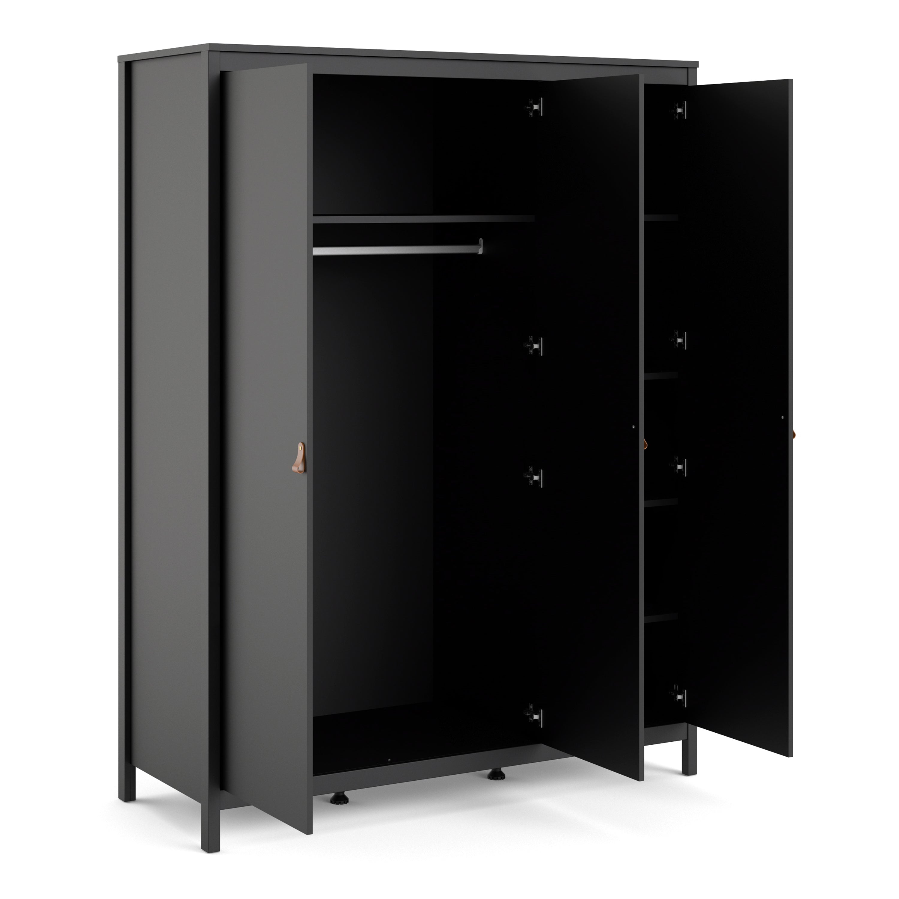 Barcelona Wardrobe with 3 Doors in Matt Black Furniture To Go Ltd