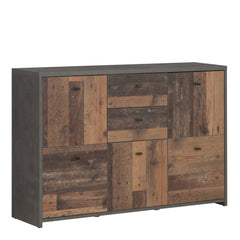 Best Chest Storage Cabinet with 2 Drawers and 5 Doors in Concrete Optic Dark Grey/Old - Wood Vintage Furniture To Go Ltd