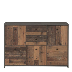 Best Chest Storage Cabinet with 2 Drawers and 5 Doors in Concrete Optic Dark Grey/Old - Wood Vintage Furniture To Go Ltd