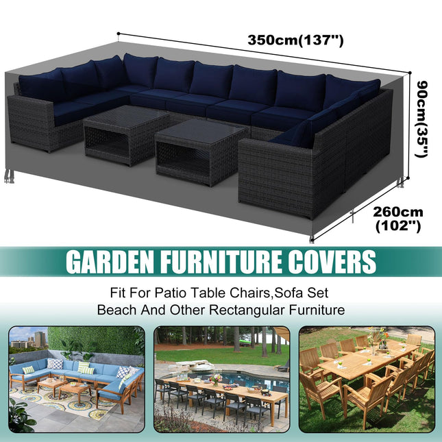 Garden Furniture Covers Waterproof, Patio Furniture Covers Waterproof Anti-UV Outdoor Furniture Covers with Handle Strap Drawstring Buckle for Garden