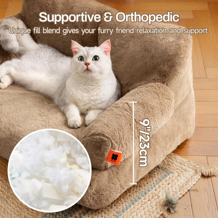 MEWOOFUN Stylish Cat Bed for Indoor Cars Large - Fluffy and Soft Cat Sofa Bed Small Dog Sofa Bed for Dogs and Cats - 66x48cm Cute Cat Bed Couch with