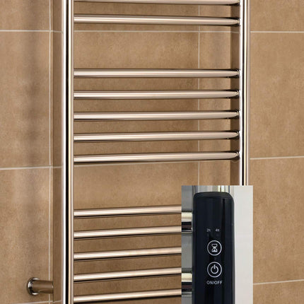 Manissa Siena 500w x 720h Stainless Steel Electric Heated Towel Rail Mirror Polished Finish Towel Radiator