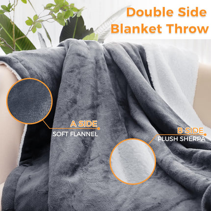 PROALLER Heated Blanket Electric Throw 160x130CM, 10 Levels &1-9H Timer Auto-Off, Machine Washable, Soft Flannel Sherpa Full Body Warming, Sofa Bed