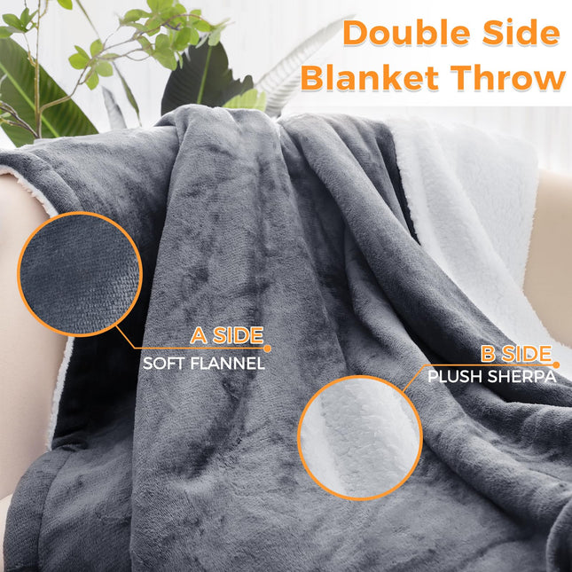 PROALLER Heated Blanket Electric Throw 160x130CM, 10 Levels &1-9H Timer Auto-Off, Machine Washable, Soft Flannel Sherpa Full Body Warming, Sofa Bed