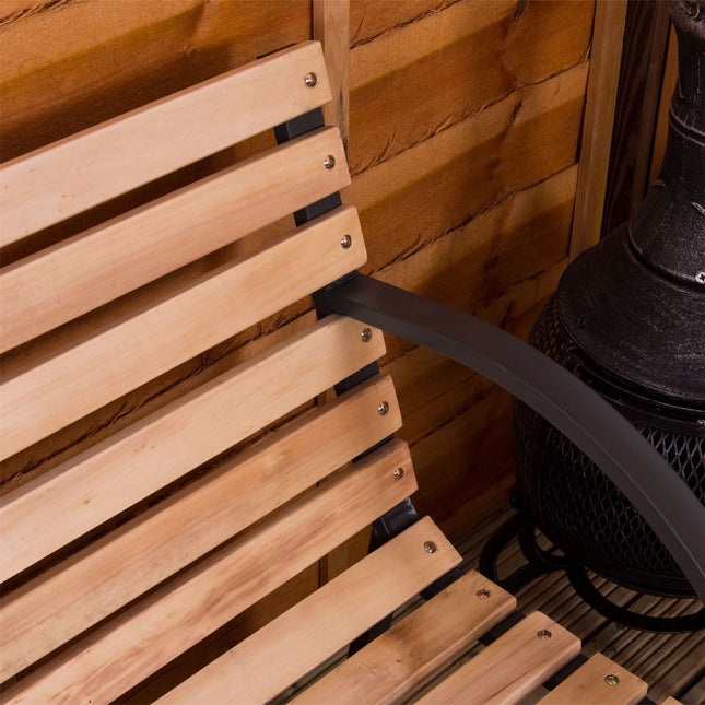 Garden Vida Slatted Garden Bench Wooden Seater Outdoor Furniture Seating Wood Slats Steel Legs Park Patio Seat