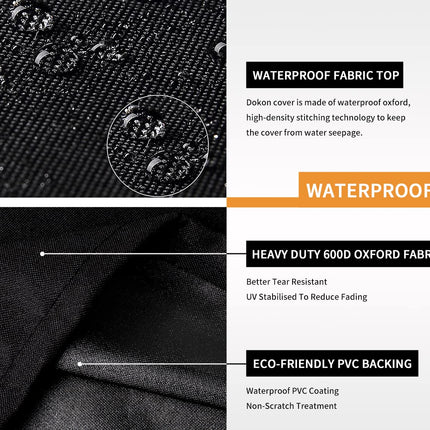 Dokon L-Shape Garden Furniture Covers Waterproof Heavy Duty 600D Oxford Fabric Windproof Anti-UV Outdoor Rattan Corner Sofa Cover with Air Vent, Patio