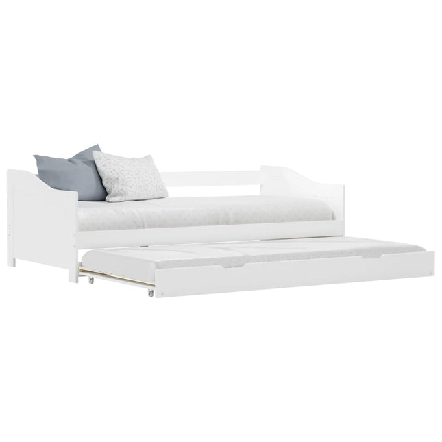 Pull-out Sofa Bed Frame without Mattress White Pinewood 90x200 cm