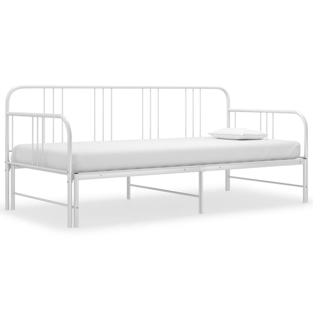 Pull-out Sofa Bed Frame without Mattress White Metal 90x200 cm