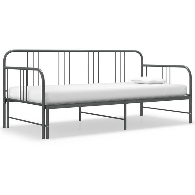 Pull-out Sofa Bed Frame without Mattress Grey Metal 90x200 cm