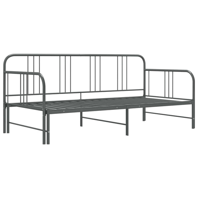 Pull-out Sofa Bed Frame without Mattress Grey Metal 90x200 cm