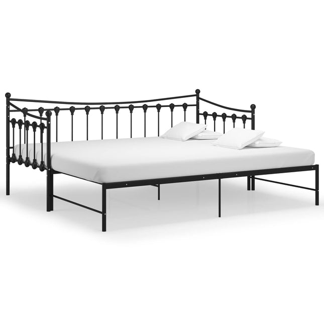 Pull-out Sofa Bed Frame without Mattress Black Metal 90x200 cm