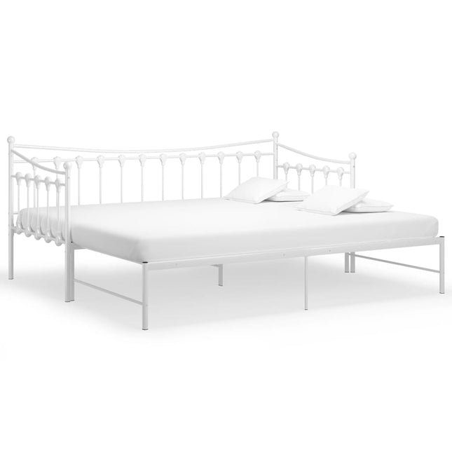 Pull-out Sofa Bed Frame without Mattress White Metal 90x200 cm