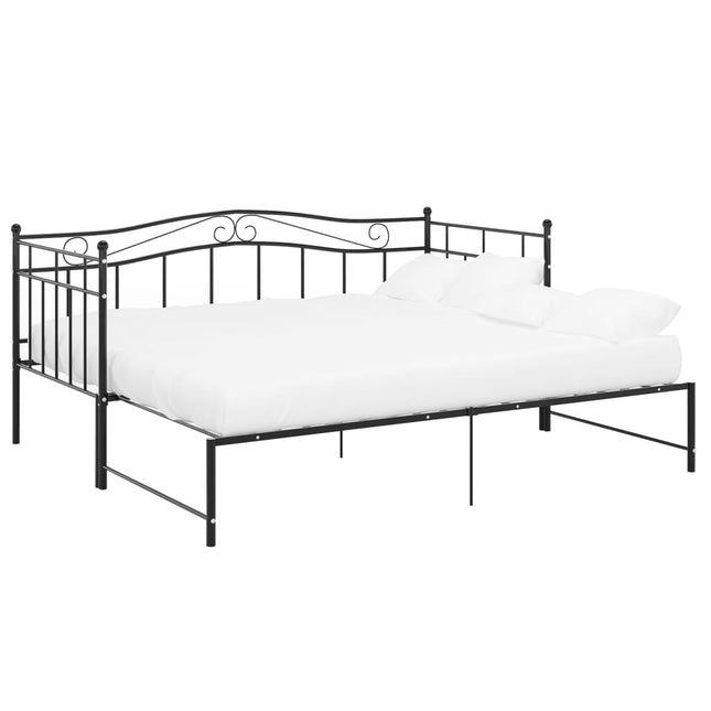 Pull-out Sofa Bed Frame without Mattress Black Metal 90x200 cm