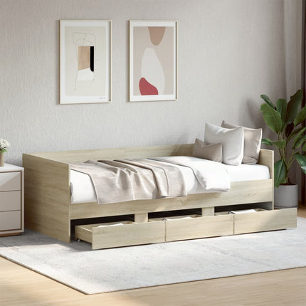 Modern Wooden Single Size 2-in-1 Daybed Sofa Bed With 3 Storage Drawers