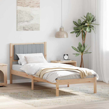 Bed Frame with Upholstered Headboard Light Grey 75 x 190 cm