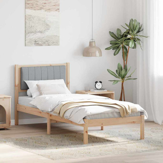 Bed Frame with Upholstered Headboard Light Grey 75 x 190 cm