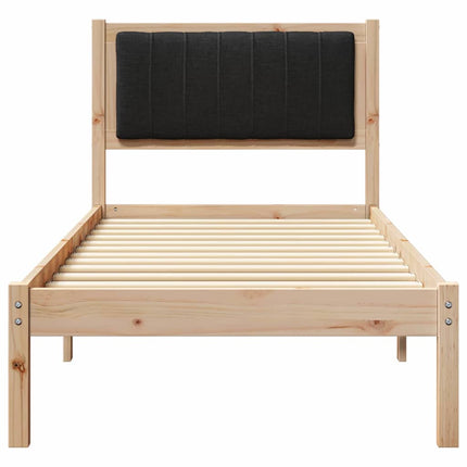 Bed Frame with Upholstered Headboard Black 75 x 190 cm Fabric
