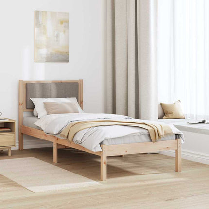 Bed Frame with Upholstered Headboard Taupe 75 x 190 cm Fabric