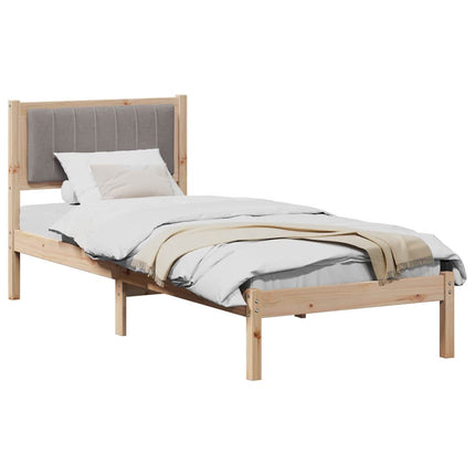 Bed Frame with Upholstered Headboard Taupe 75 x 190 cm Fabric