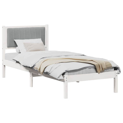 Bed Frame with Upholstered Headboard Light Grey 75 x 190 cm