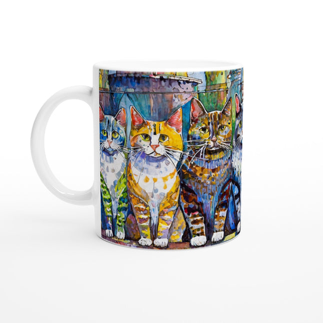 🐾 Cheeky Cats Ceramic Mug – 11oz White Coffee Cup for Cat Lovers 🐱☕