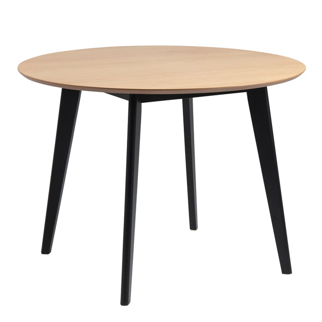 Roxby Round Dining Table in Oak & Black Included 4 Roxby Dining Chairs in Black and Oak