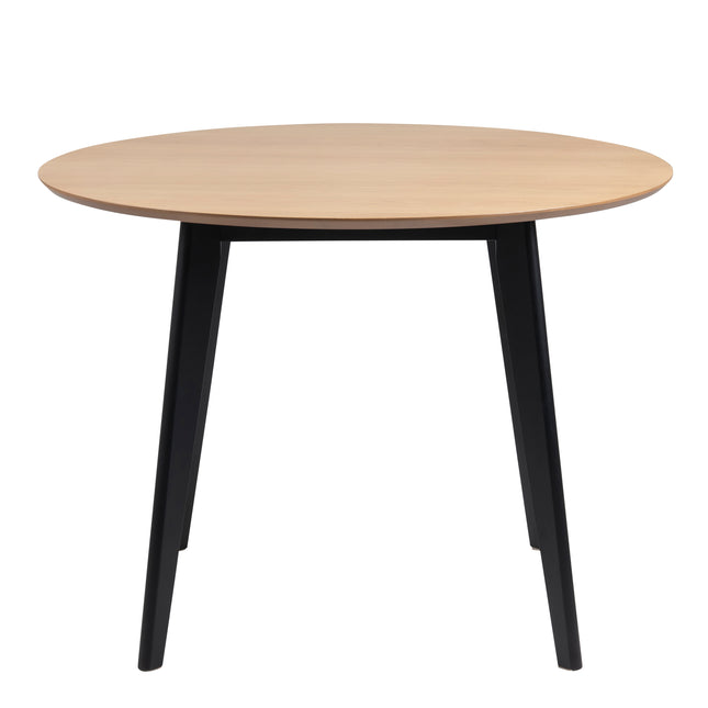 Roxby Round Dining Table in Oak & Black Included 4 Roxby Dining Chairs in Black and Oak