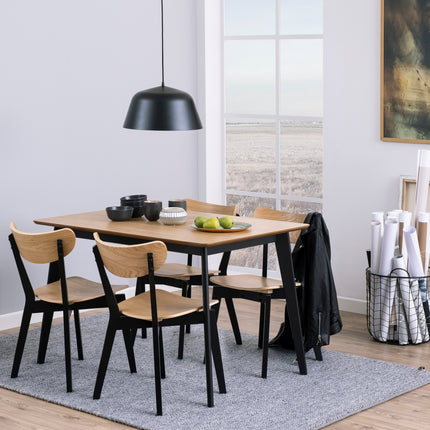 Roxby Dining Table in Oak & Black Included 4 Roxby Dining Chairs in Black and Oak