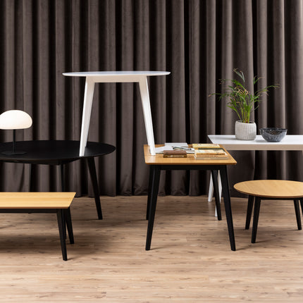 Roxby Dining Table in Oak & Black Included 4 Roxby Dining Chairs in Black and Oak