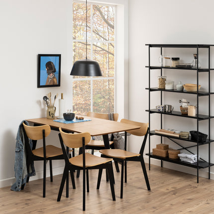Roxby Extending Dining Table 80-120cm in Oak & Black Included 4 Roxby Dining Chairs in Black and Oak