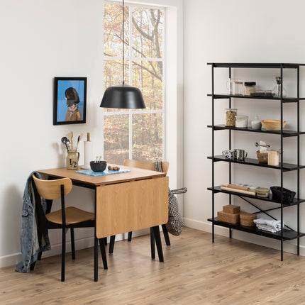 Roxby Extending Dining Table 80-120cm in Oak & Black Included 4 Roxby Dining Chairs in Black and Oak