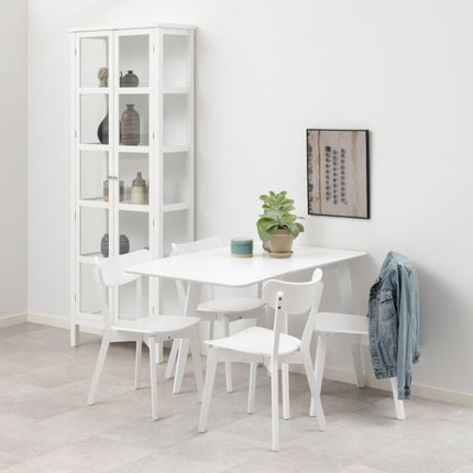 Roxby Square Dining Table in White Included 4 Roxby Dining Chair in White