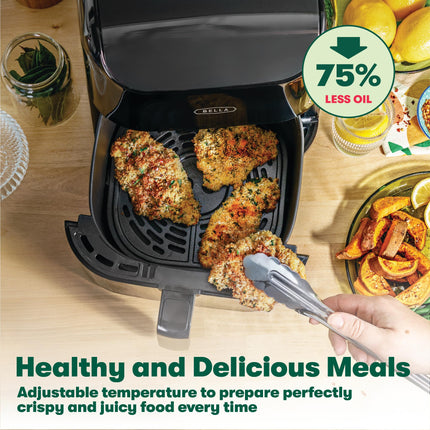 BELLA 6 L Touchscreen Air Fryer with Preset Cooking Modes and Removable Nonstick Dishwasher Safe Crisping Tray and Basket, 1500 Watt Heating System,