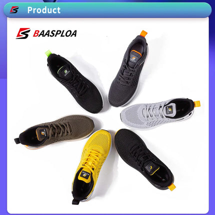 Baasploa Lightweight Running Shoes For Men 2022 Men's Designer Mesh Casual Sneakers Lace-Up Male Outdoor Sports Tennis Shoe