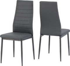 Abbey Dining Set Clear Glass/Grey/Grey Faux Leather