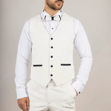 AK-24 - Men's White 3 Piece Velvet Wedding Tuxedo Suit